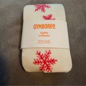 Gymboree Toddler Girls NWT White Tights with Pink Snowflakes 12-24 months